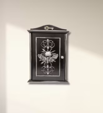 moths whisper black wooden keybox